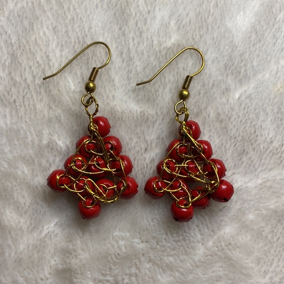 Jingle bell Christmas tree earrings - Picture 3 of 4